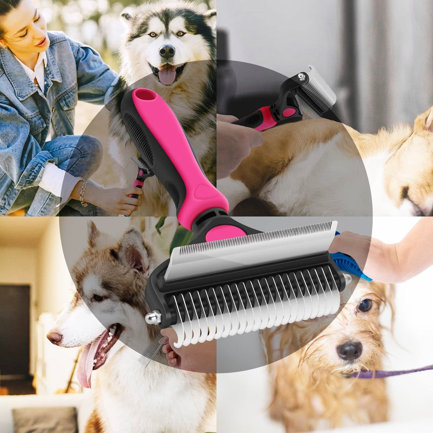 Transform Your Pet's Grooming Routine with the 2-in-1 Ultimate Dog and Cat Brush - The Perfect Deshedding Tool for Mats, Tangles, and Shedding!