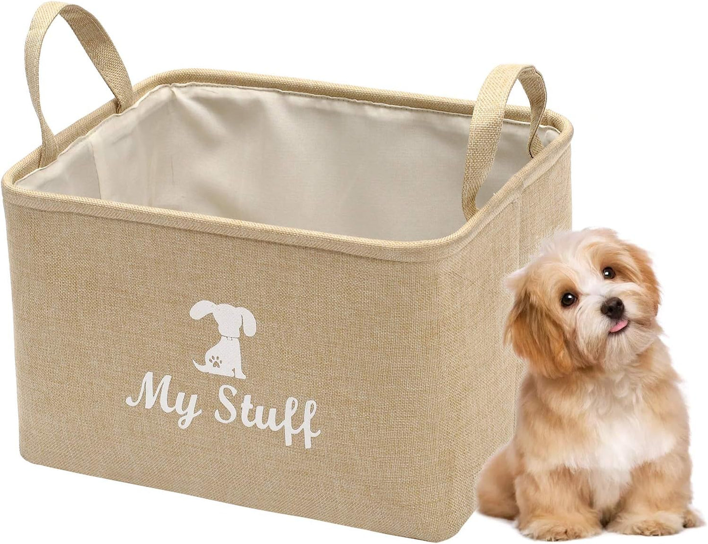 Chic Gray Canvas Dog Toy Storage Basket - The Perfect Organizer for Toys, Blankets, and More!