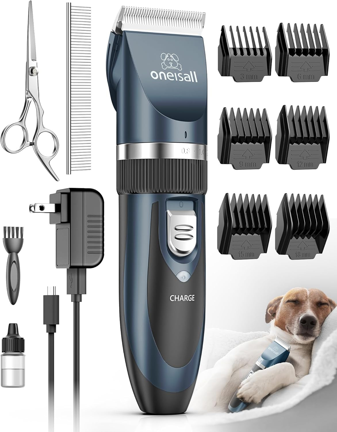 Dog Clipper Low Noise, Dog Grooming Kit with Rechargeable, Pet Shaver Cordless Electric Quiet Hair Clipper Set for Dogs Cats Pets(Gold)