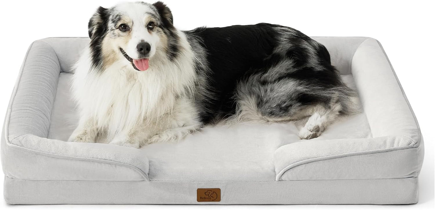 Orthopedic Dog Beds Large Sized Dog - Washable Large Dog Cat Bed Waterproof, Comfort Dogs Couch Sofa with Washable Removable Cover, Pet Bed with Nonskid Bottom, Grey, 35"