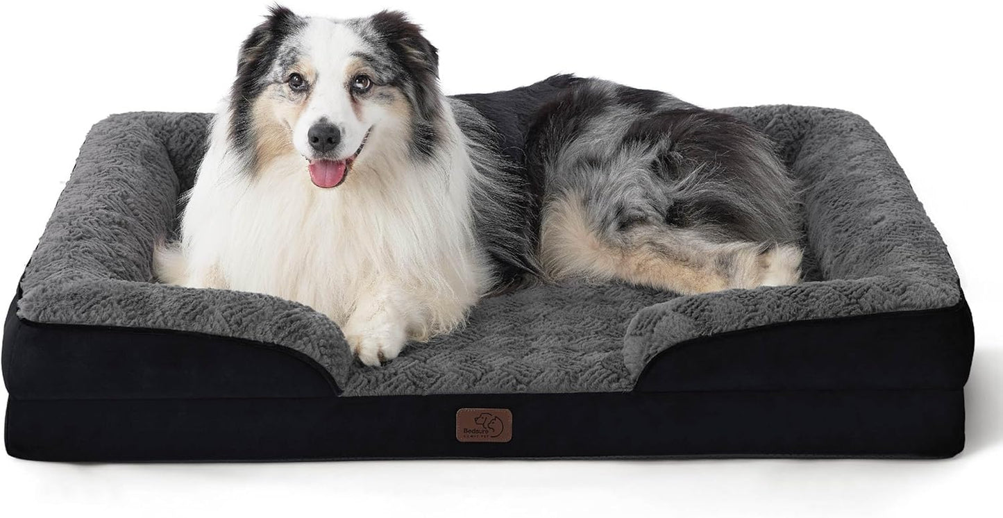Orthopedic Dog Beds Large Sized Dog - Washable Large Dog Cat Bed Waterproof, Comfort Dogs Couch Sofa with Washable Removable Cover, Pet Bed with Nonskid Bottom, Grey, 35"