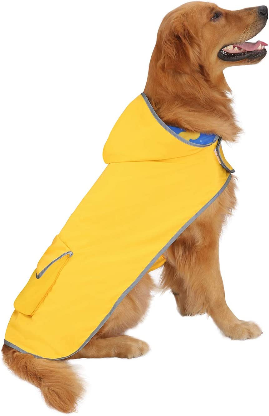 Brighten Up Rainy Days with Our Reversible Hooded Dog Raincoat - Stylish Yellow Poncho for All Breeds