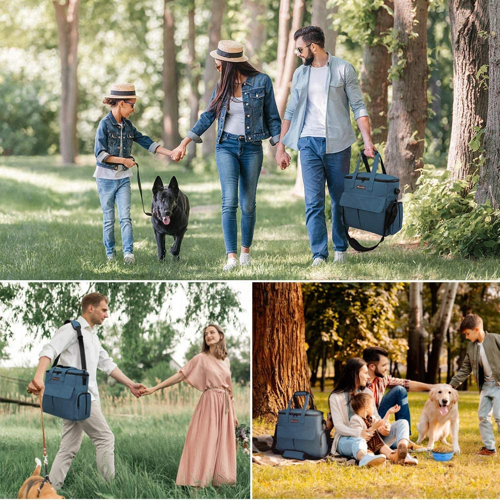 Ultimate Airline Approved Dog Travel Bag - Complete Weekend Pet Set with Multi-Function Pockets, Food Storage, Collapsible Bowls & Feeding Mat in Blue