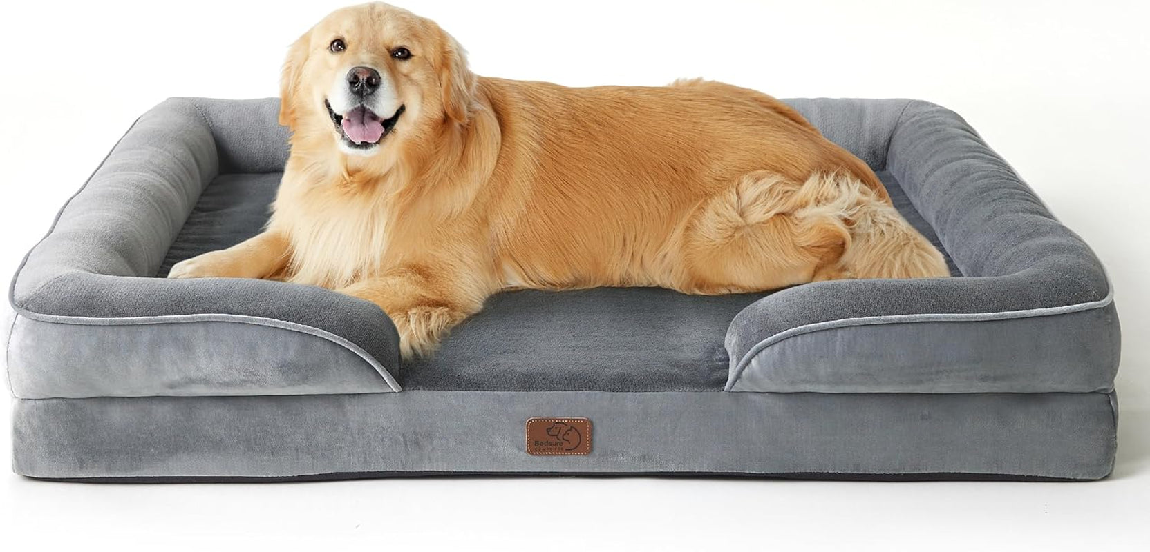 Orthopedic Dog Beds Large Sized Dog - Washable Large Dog Cat Bed Waterproof, Comfort Dogs Couch Sofa with Washable Removable Cover, Pet Bed with Nonskid Bottom, Grey, 35"