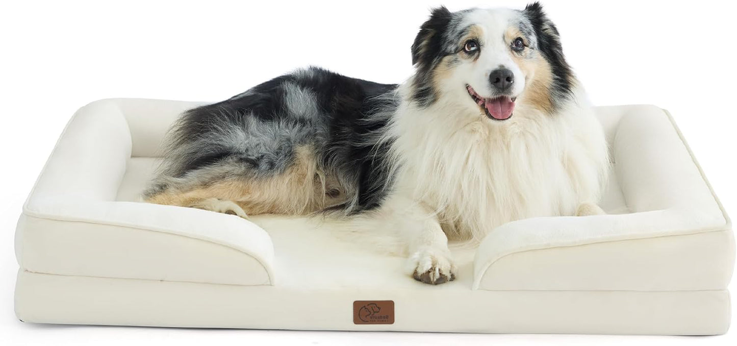 Orthopedic Dog Beds Large Sized Dog - Washable Large Dog Cat Bed Waterproof, Comfort Dogs Couch Sofa with Washable Removable Cover, Pet Bed with Nonskid Bottom, Grey, 35"