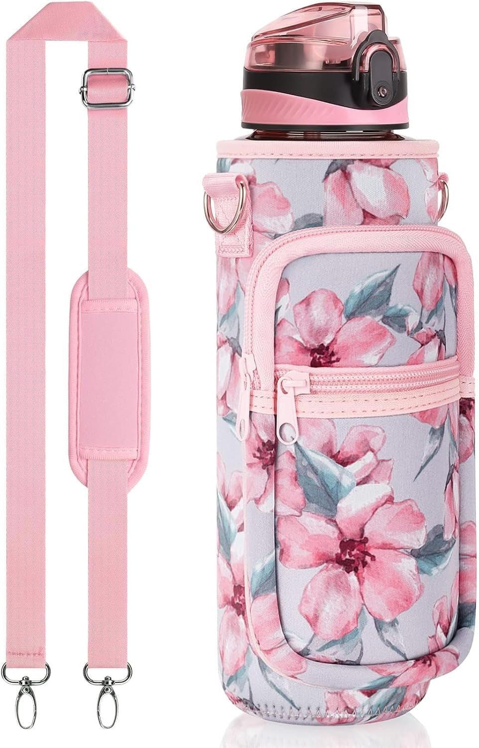 32 Oz Motivational Water Bottle with Sleeve - BPA Free, Leakproof, Insulated Neoprene Carrier - Perfect Xmas Gift for Active Men & Women!