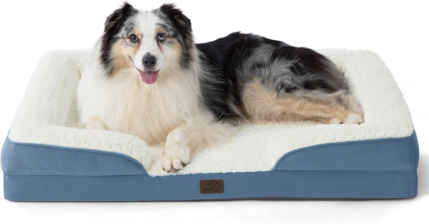 Orthopedic Dog Beds Large Sized Dog - Washable Large Dog Cat Bed Waterproof, Comfort Dogs Couch Sofa with Washable Removable Cover, Pet Bed with Nonskid Bottom, Grey, 35"