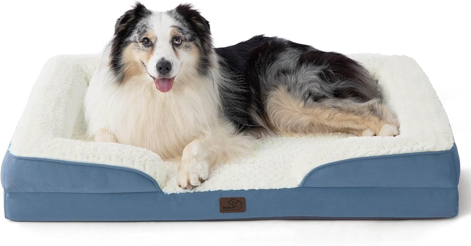 Orthopedic Dog Beds Large Sized Dog - Washable Large Dog Cat Bed Waterproof, Comfort Dogs Couch Sofa with Washable Removable Cover, Pet Bed with Nonskid Bottom, Grey, 35"