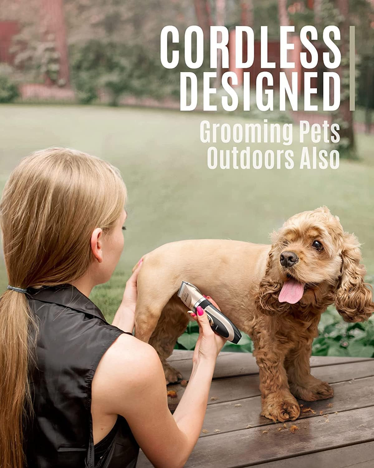 Dog Clipper Low Noise, Dog Grooming Kit with Rechargeable, Pet Shaver Cordless Electric Quiet Hair Clipper Set for Dogs Cats Pets（Gold）