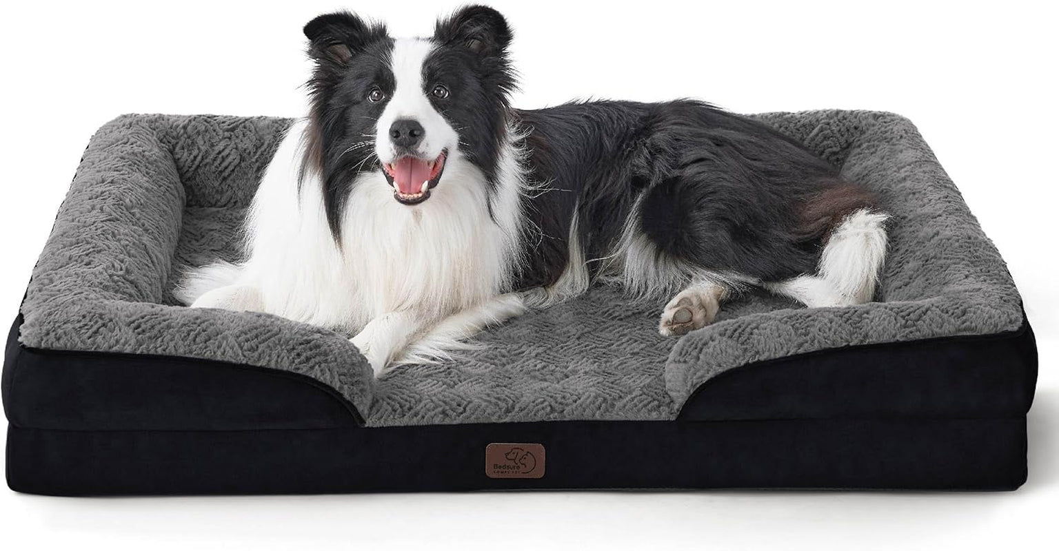 Orthopedic Dog Beds Large Sized Dog - Washable Large Dog Cat Bed Waterproof, Comfort Dogs Couch Sofa with Washable Removable Cover, Pet Bed with Nonskid Bottom, Grey, 35"