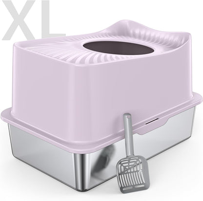 Experience the Ultimate Comfort with Our XL Enclosed Stainless Steel Cat Litter Box - Odor-Free, Anti-Leakage Design for Large Cats - Includes Convenient Scoop