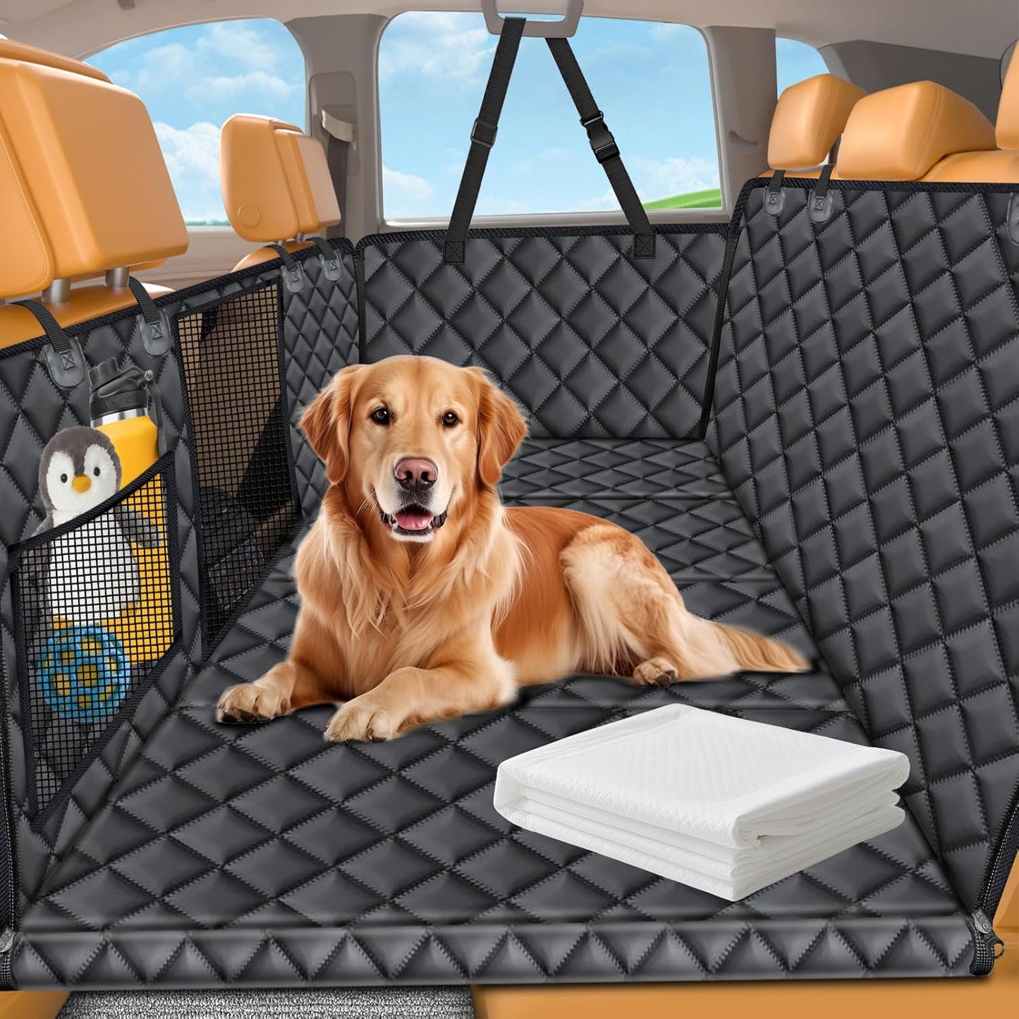 100% Waterproof Dog Car Seat Cover - Heavy Duty Scratch Proof Hammock for Cars, Trucks & SUVs - Durable Non-Slip Protection for Pets