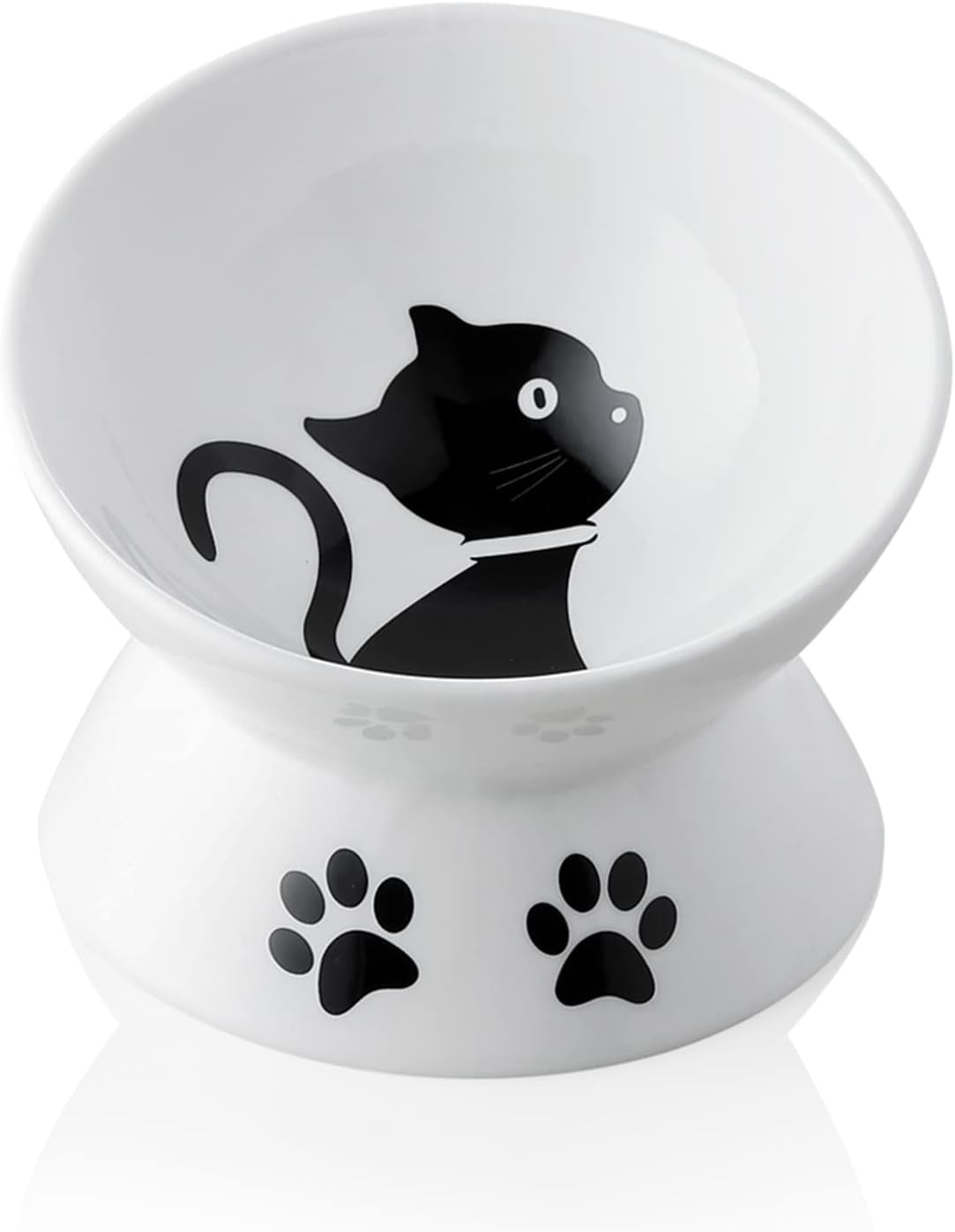 Elevated  Ceramic Cat Bowls - Slanted Design for Stress-Free Eating & Drinking, Protects Cat's Spine (Pink)