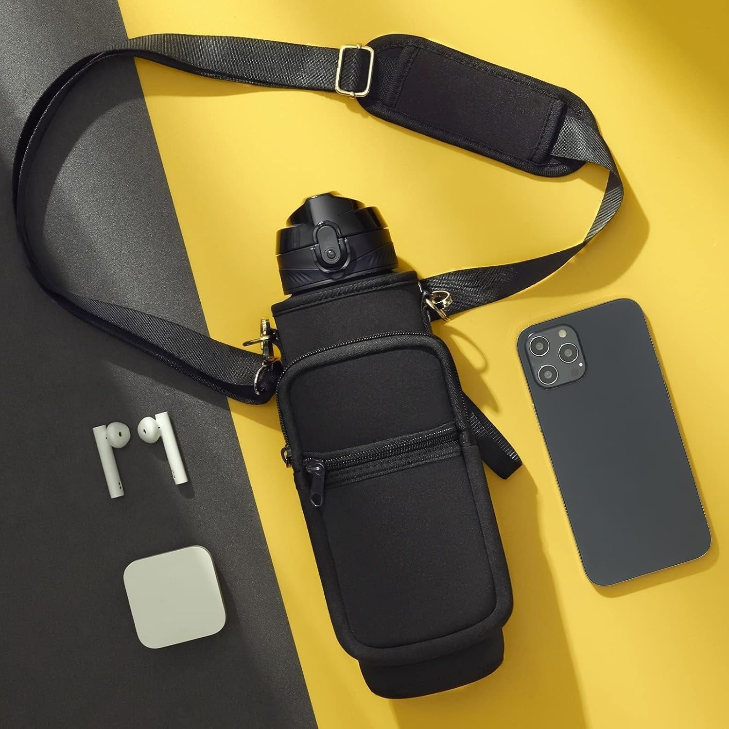 32 Oz Motivational Water Bottle with Sleeve - BPA Free, Leakproof, Insulated Neoprene Carrier - Perfect Xmas Gift for Active Men & Women!