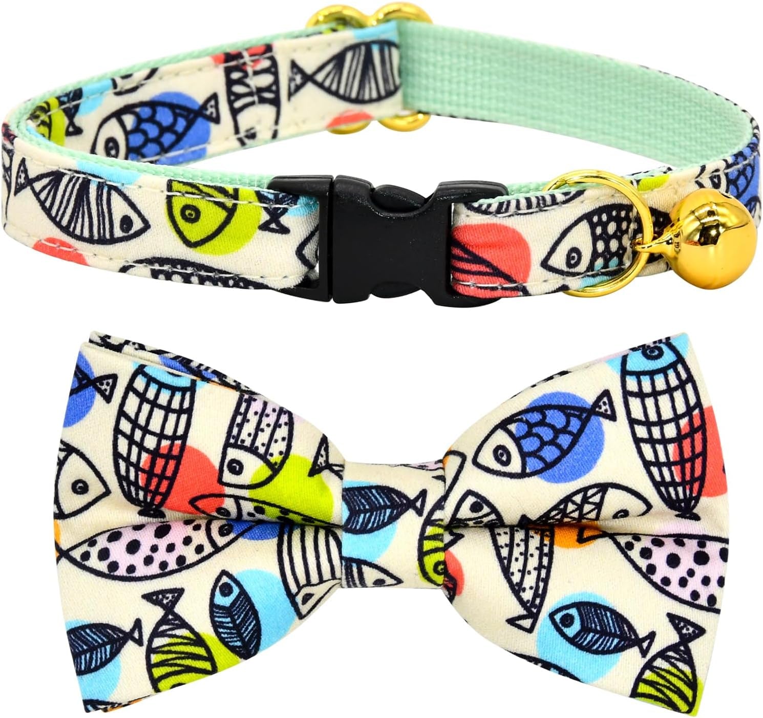 Charming Sushi Cat Collar Bow Set - Breakaway Safety Collar & Bowtie for Kittens - Perfect for Weddings & Birthdays!