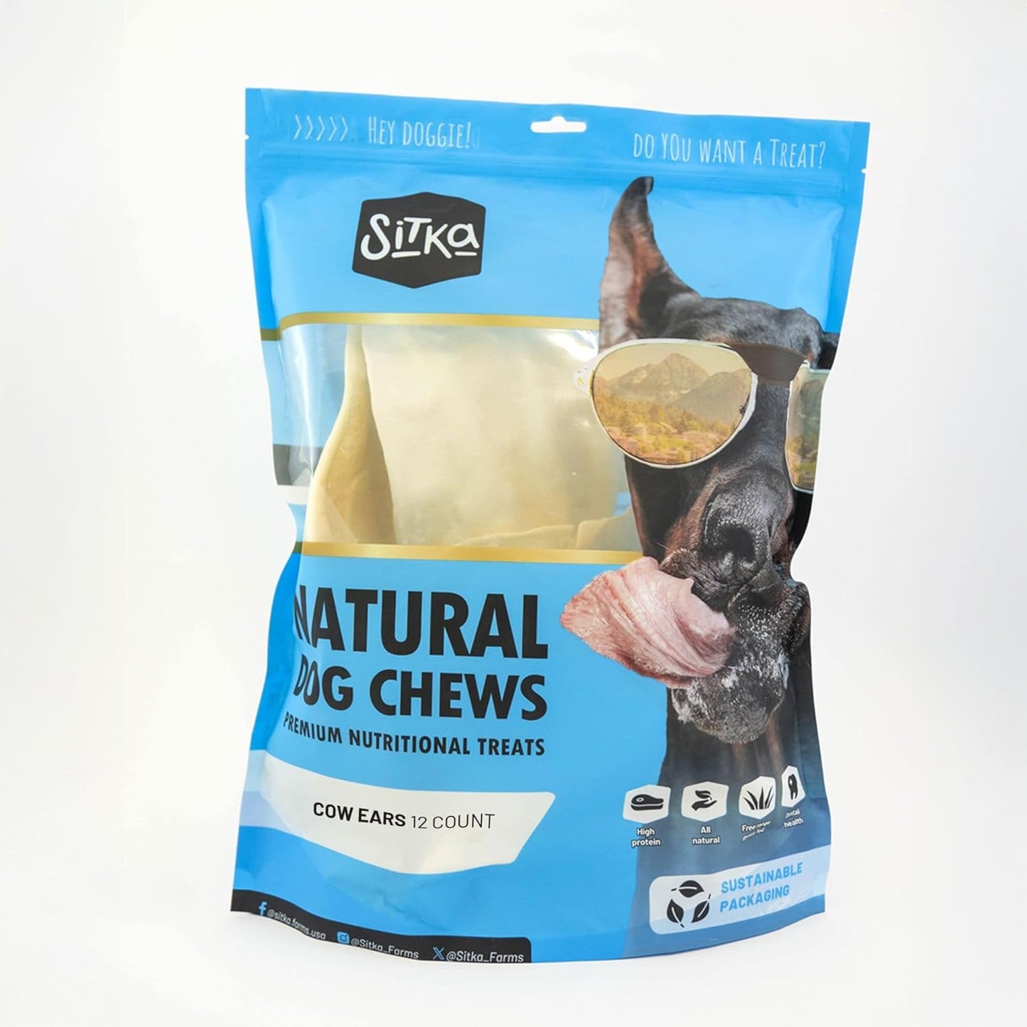 100% Natural Bully Dusted Cow Ears for Dogs - 20 Count Premium No Hide Chews for All Sizes - Free Range Grass-Fed Cattle