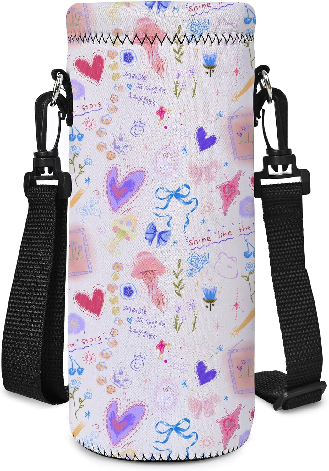 Insulated Water Bottle Sling Bag - Stylish Neoprene Crossbody Carrier for 500ml/17oz Bottles with Adjustable Shoulder Strap for Men & Women