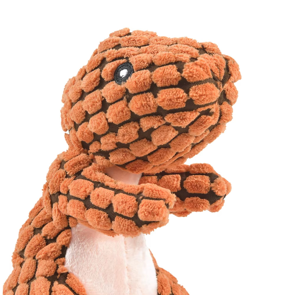 Interactive Plush Dinosaur Squeaky Chew Toy for Small Dogs - Fun Molar Toy for Playtime