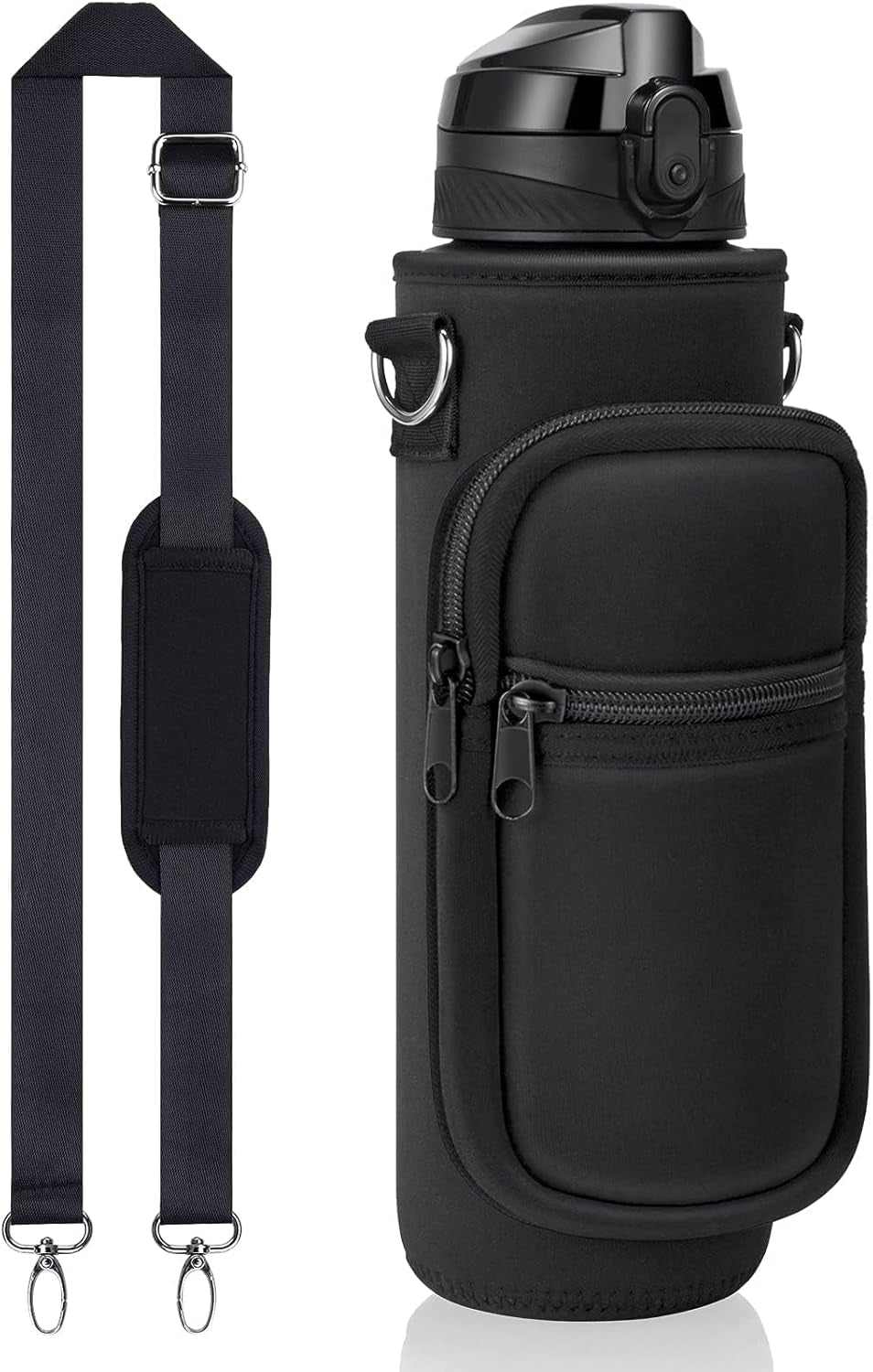 32 Oz Motivational Water Bottle with Sleeve - BPA Free, Leakproof, Insulated Neoprene Carrier - Perfect Xmas Gift for Active Men & Women!