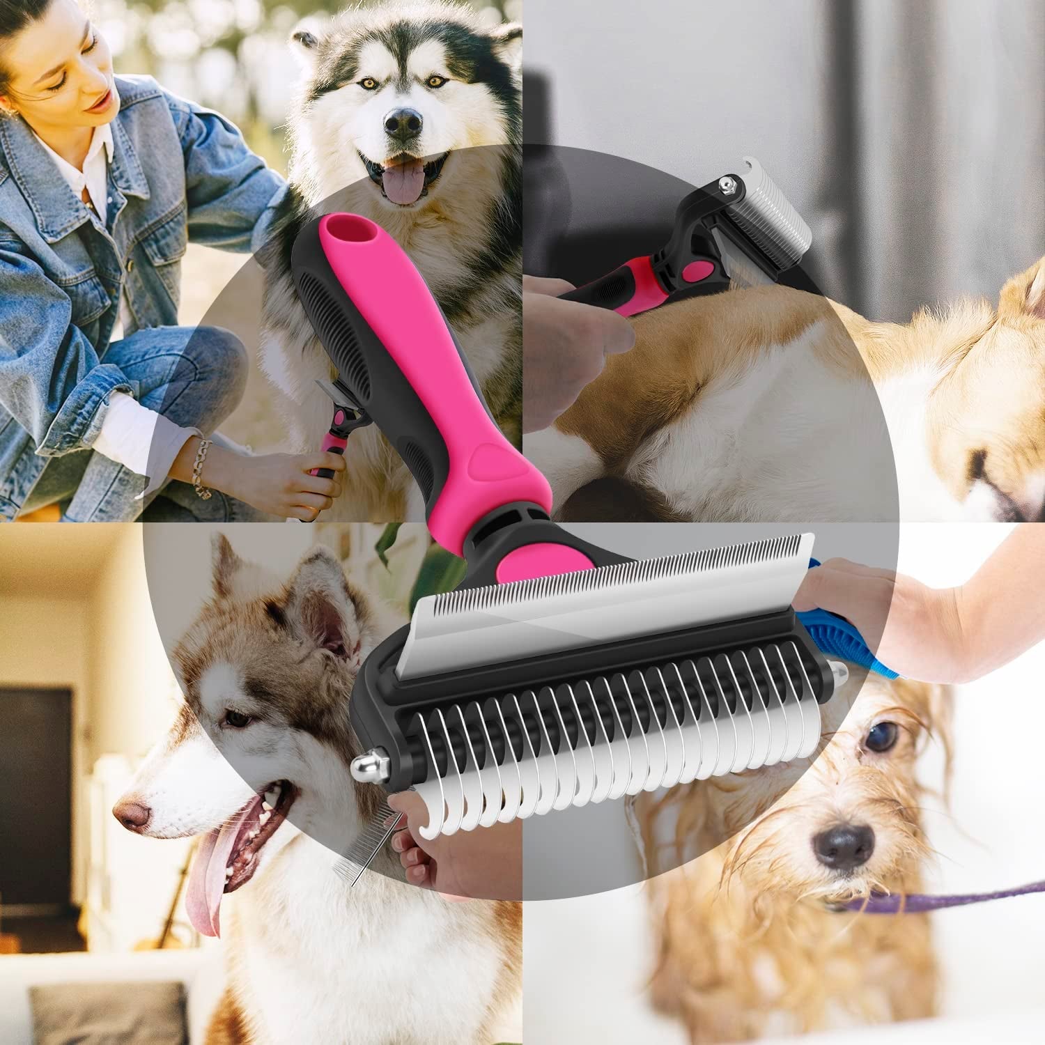 Transform Your Pet's Grooming Routine with the 2-in-1 Ultimate Dog and Cat Brush - The Perfect Deshedding Tool for Mats, Tangles, and Shedding!
