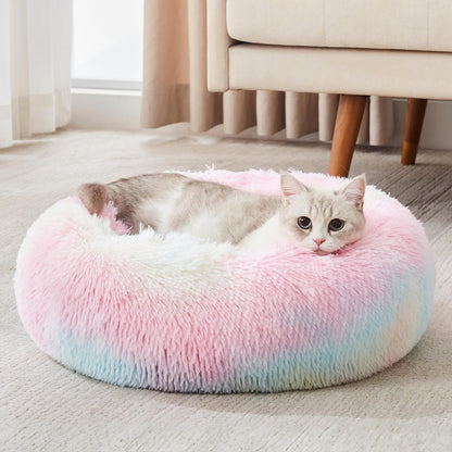 Ultimate Cozy Calming Donut Bed for Dogs & Cats - Luxurious Fluffy Faux Fur for Unmatched Comfort