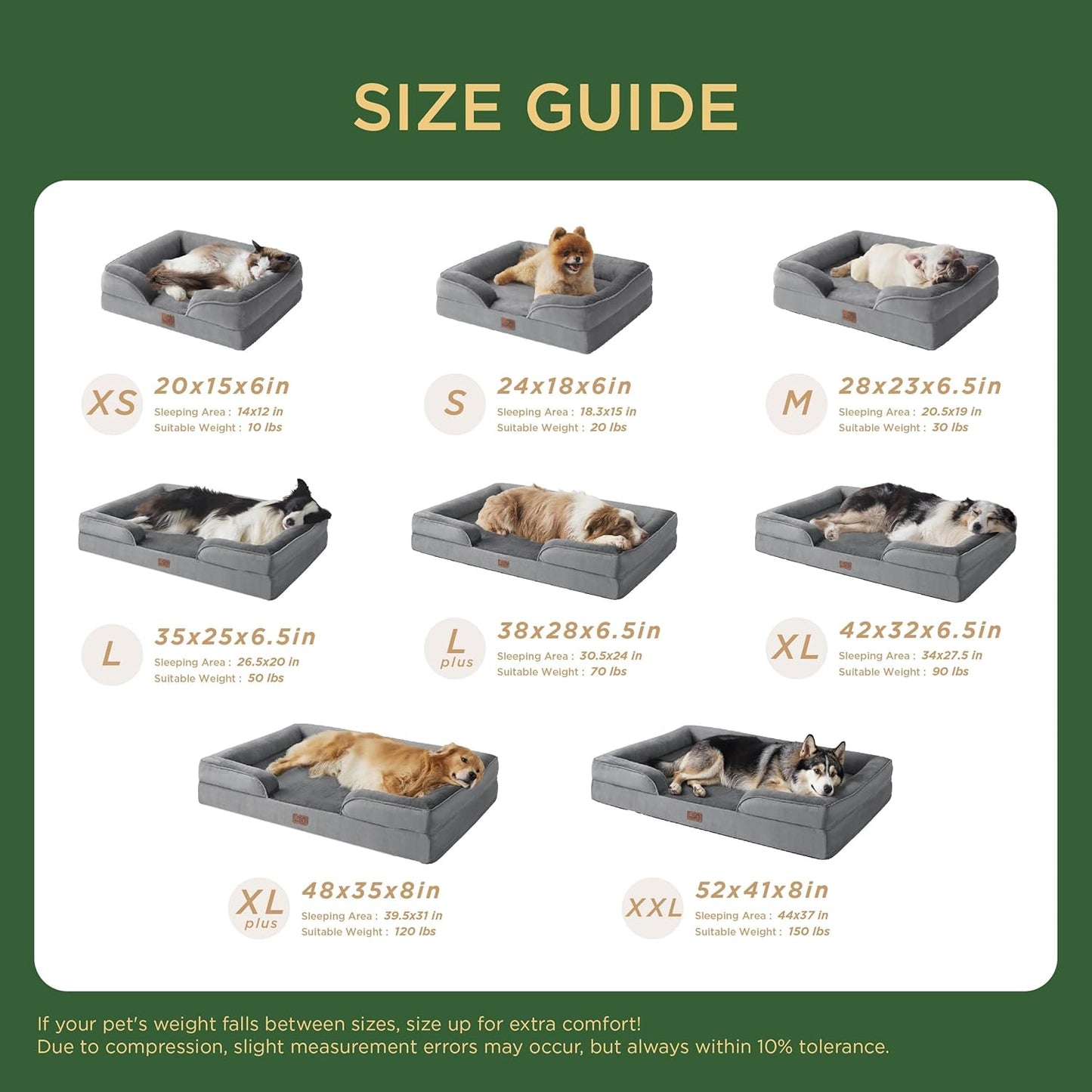 Orthopedic Dog Beds Large Sized Dog - Washable Large Dog Cat Bed Waterproof, Comfort Dogs Couch Sofa with Washable Removable Cover, Pet Bed with Nonskid Bottom, Grey, 35"