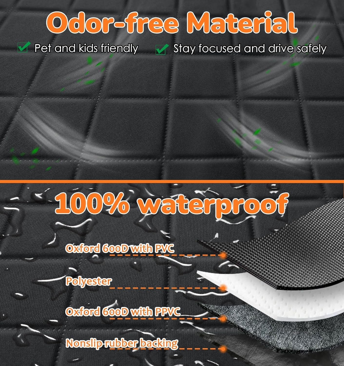 100% Waterproof Dog Car Seat Cover - Heavy Duty Scratch Proof Hammock for Cars, Trucks & SUVs - Durable Non-Slip Protection for Pets