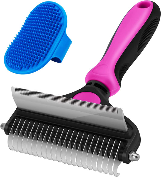 Transform Your Pet's Grooming Routine with the 2-in-1 Ultimate Dog and Cat Brush - The Perfect Deshedding Tool for Mats, Tangles, and Shedding!