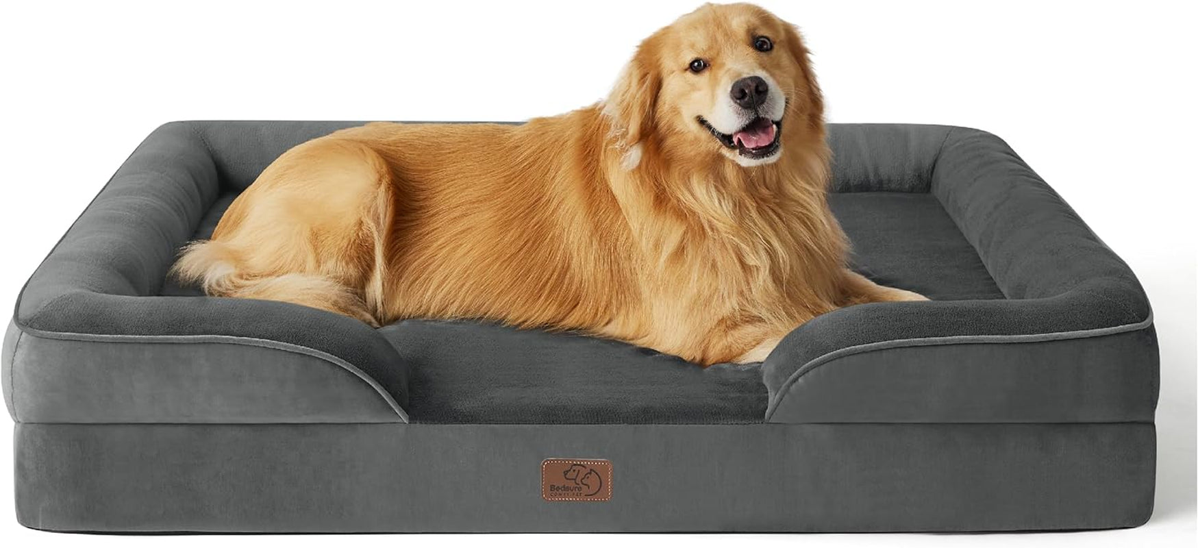 Orthopedic Dog Beds Large Sized Dog - Washable Large Dog Cat Bed Waterproof, Comfort Dogs Couch Sofa with Washable Removable Cover, Pet Bed with Nonskid Bottom, Grey, 35"