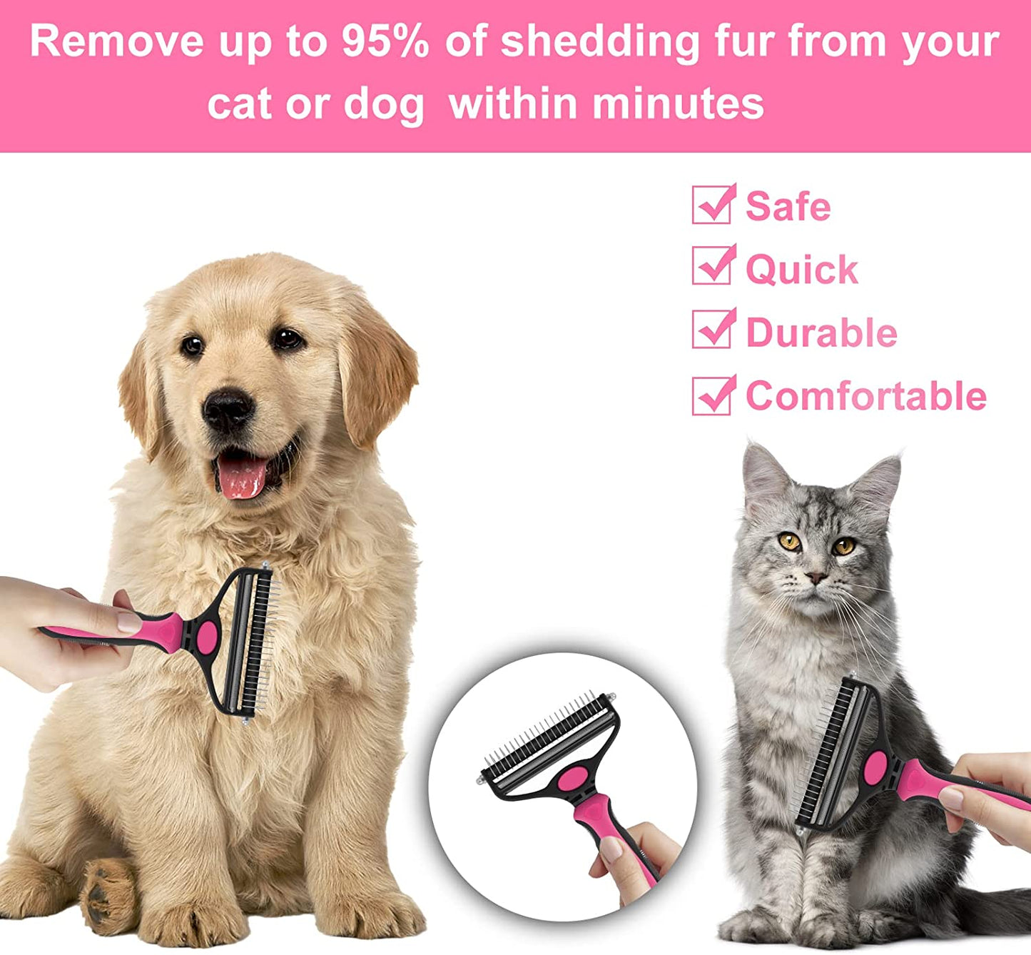 Transform Your Pet's Grooming Routine with the 2-in-1 Ultimate Dog and Cat Brush - The Perfect Deshedding Tool for Mats, Tangles, and Shedding!