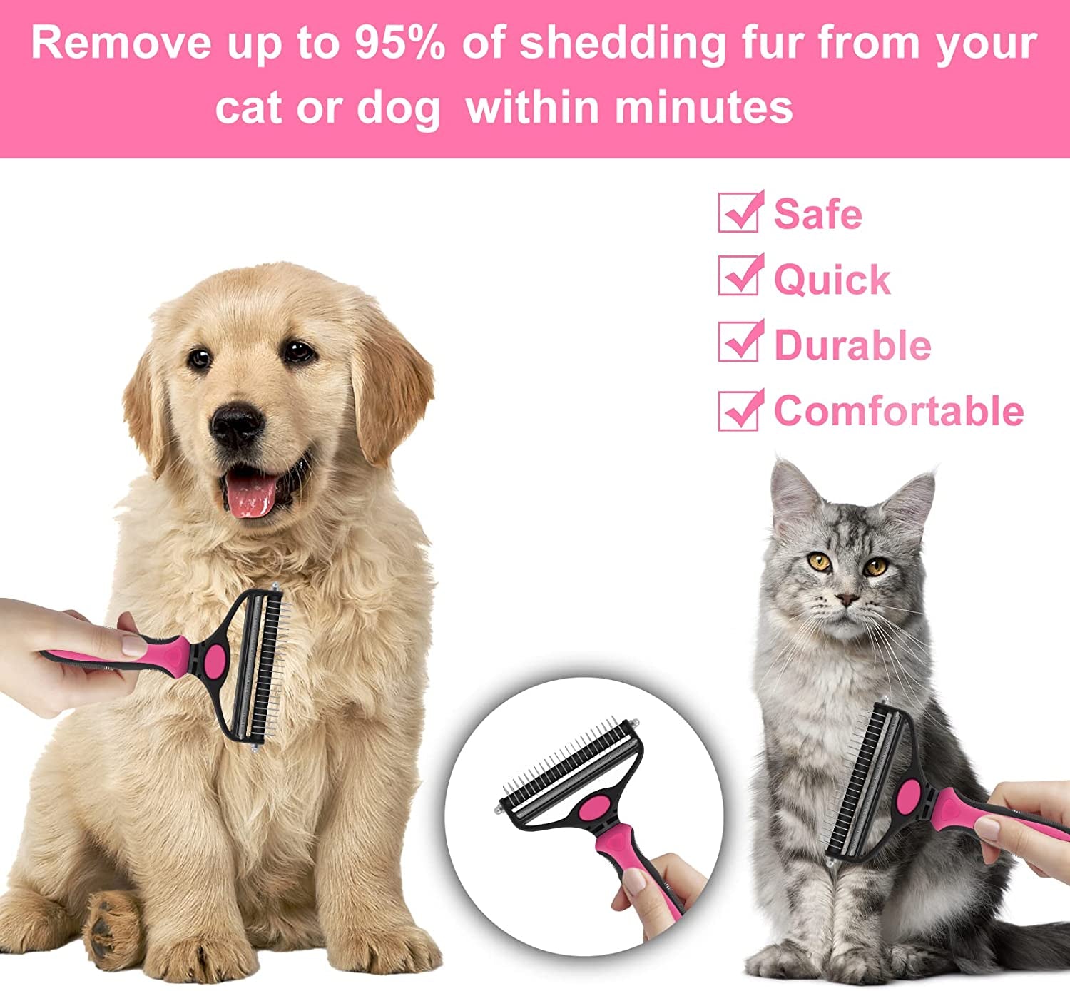 Transform Your Pet's Grooming Routine with the 2-in-1 Ultimate Dog and Cat Brush - The Perfect Deshedding Tool for Mats, Tangles, and Shedding!