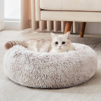 Ultimate Cozy Calming Donut Bed for Dogs & Cats - Luxurious Fluffy Faux Fur for Unmatched Comfort