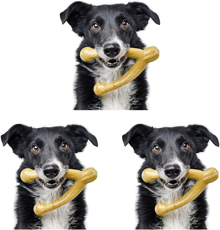 Wishbone Barkbone - Durable Nylon Chew Toy for Aggressive Chewers - Irresistible Peanut Butter Flavor - 5.38