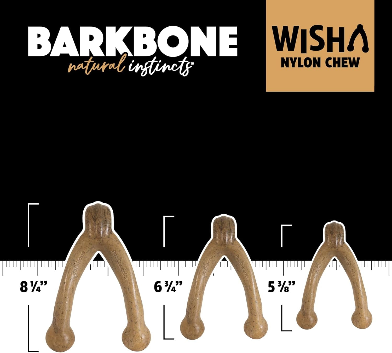 Wishbone Barkbone - Durable Nylon Chew Toy for Aggressive Chewers - Irresistible Peanut Butter Flavor - 5.38