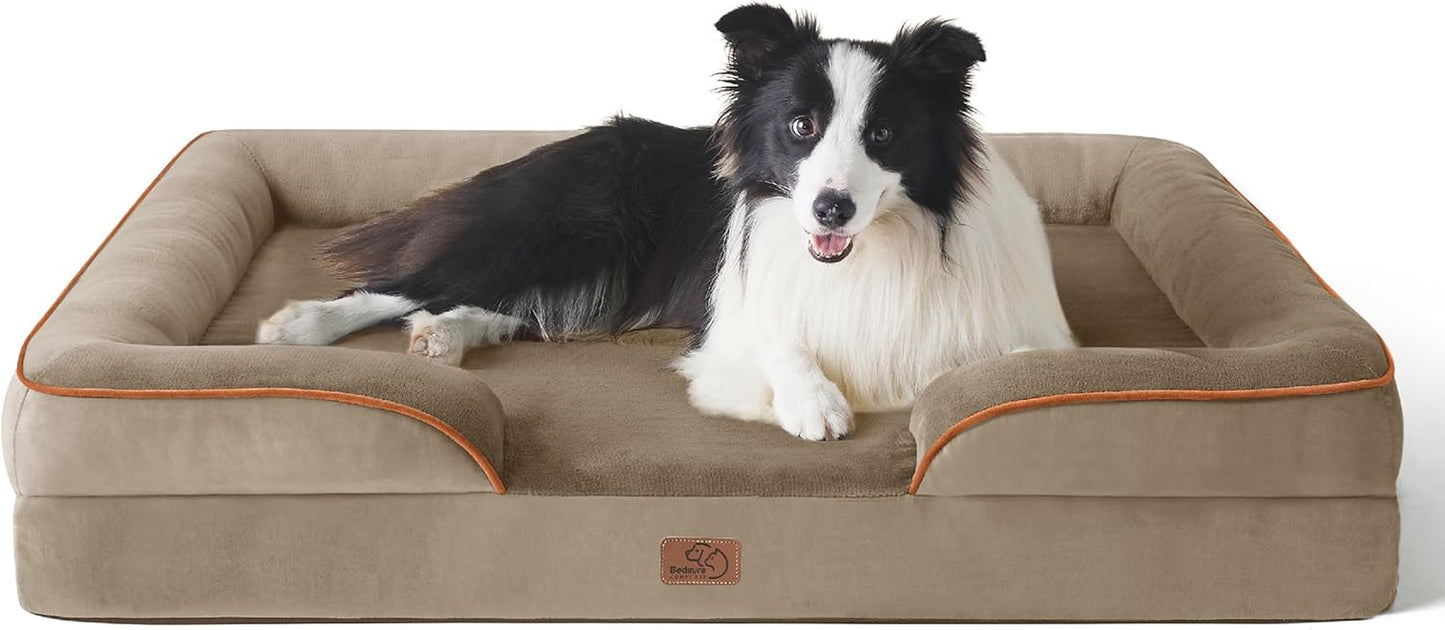 Orthopedic Dog Beds Large Sized Dog - Washable Large Dog Cat Bed Waterproof, Comfort Dogs Couch Sofa with Washable Removable Cover, Pet Bed with Nonskid Bottom, Grey, 35"