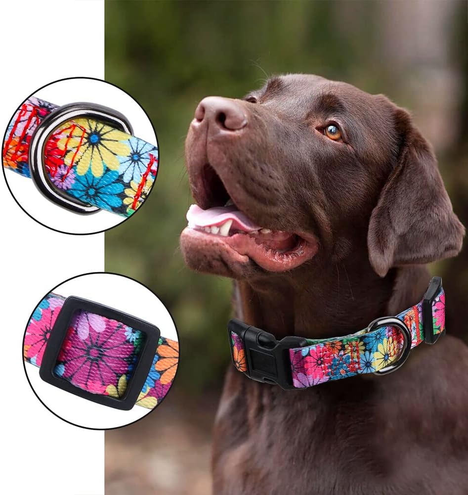 Elevate Your Dog's Style with the Chic Floral Adjustable Collar - Perfect for Medium Breeds!