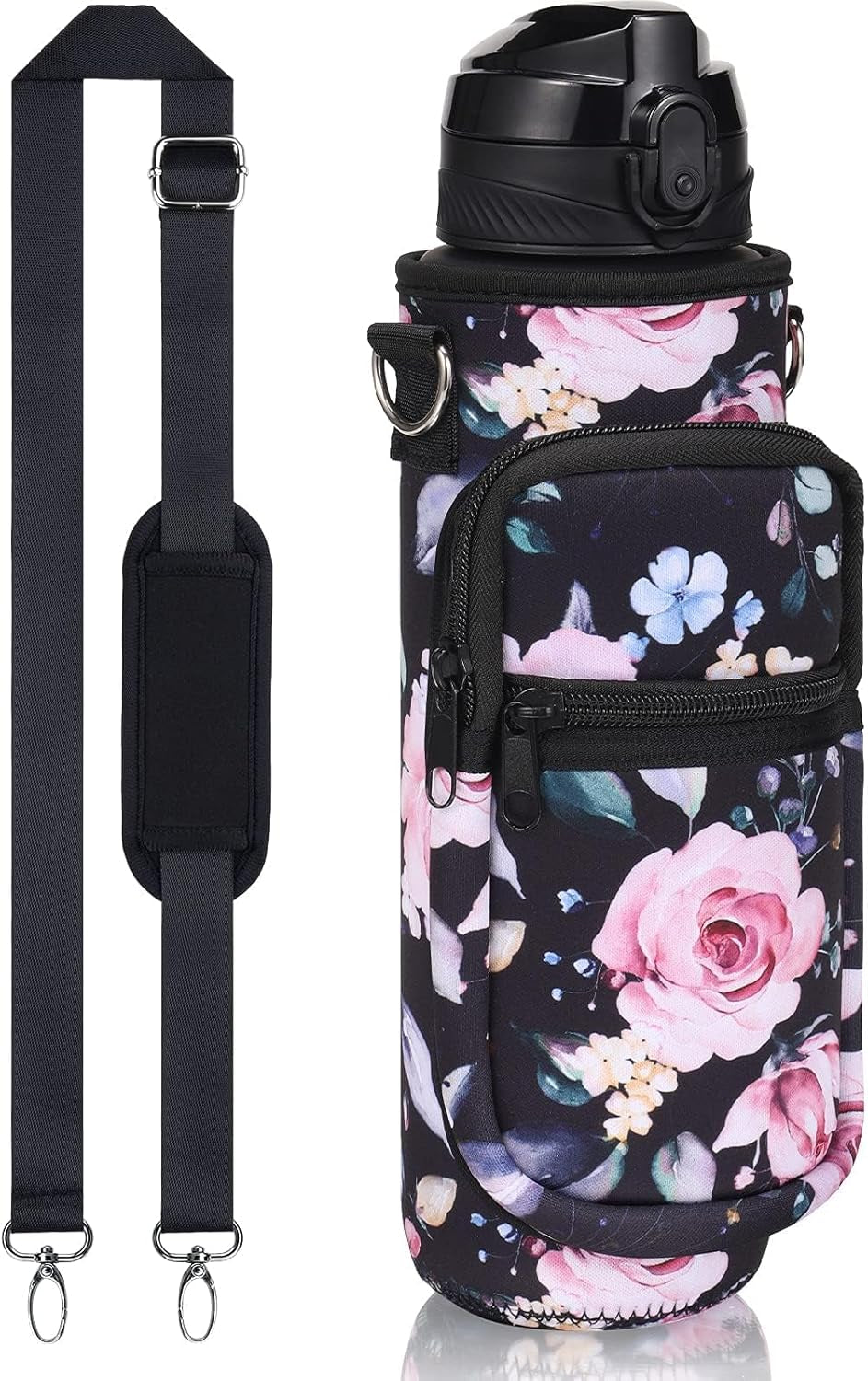 32 Oz Motivational Water Bottle with Sleeve - BPA Free, Leakproof, Insulated Neoprene Carrier - Perfect Xmas Gift for Active Men & Women!