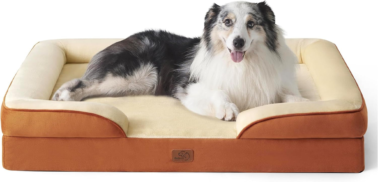 Orthopedic Dog Beds Large Sized Dog - Washable Large Dog Cat Bed Waterproof, Comfort Dogs Couch Sofa with Washable Removable Cover, Pet Bed with Nonskid Bottom, Grey, 35"