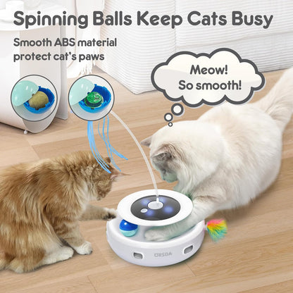Ultimate 3-in-1 Interactive Cat Toy: Automatic Feather, Fluttering Butterfly, and Track Balls for Endless Indoor Fun!