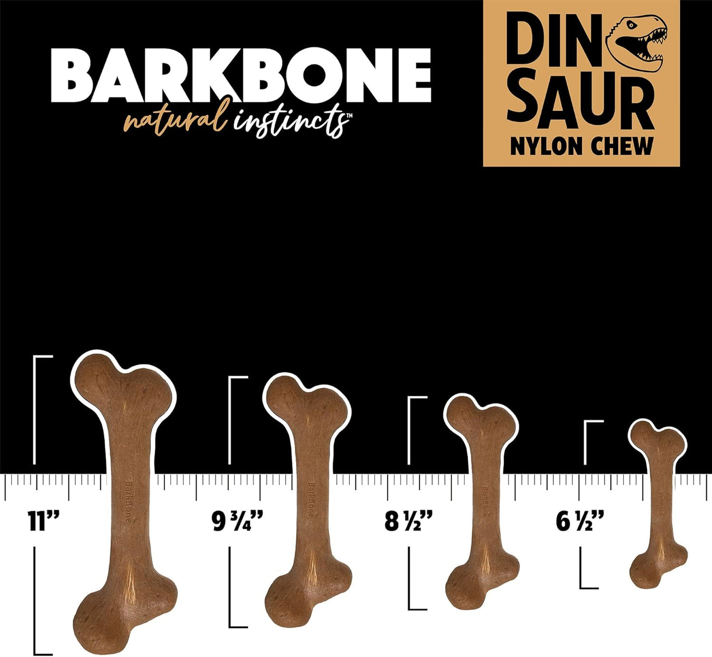 Dino Bacon Bone Chew Toy - The Ultimate Tough Nylon Bone for Aggressive Chewers - 11 Inches of Fun!