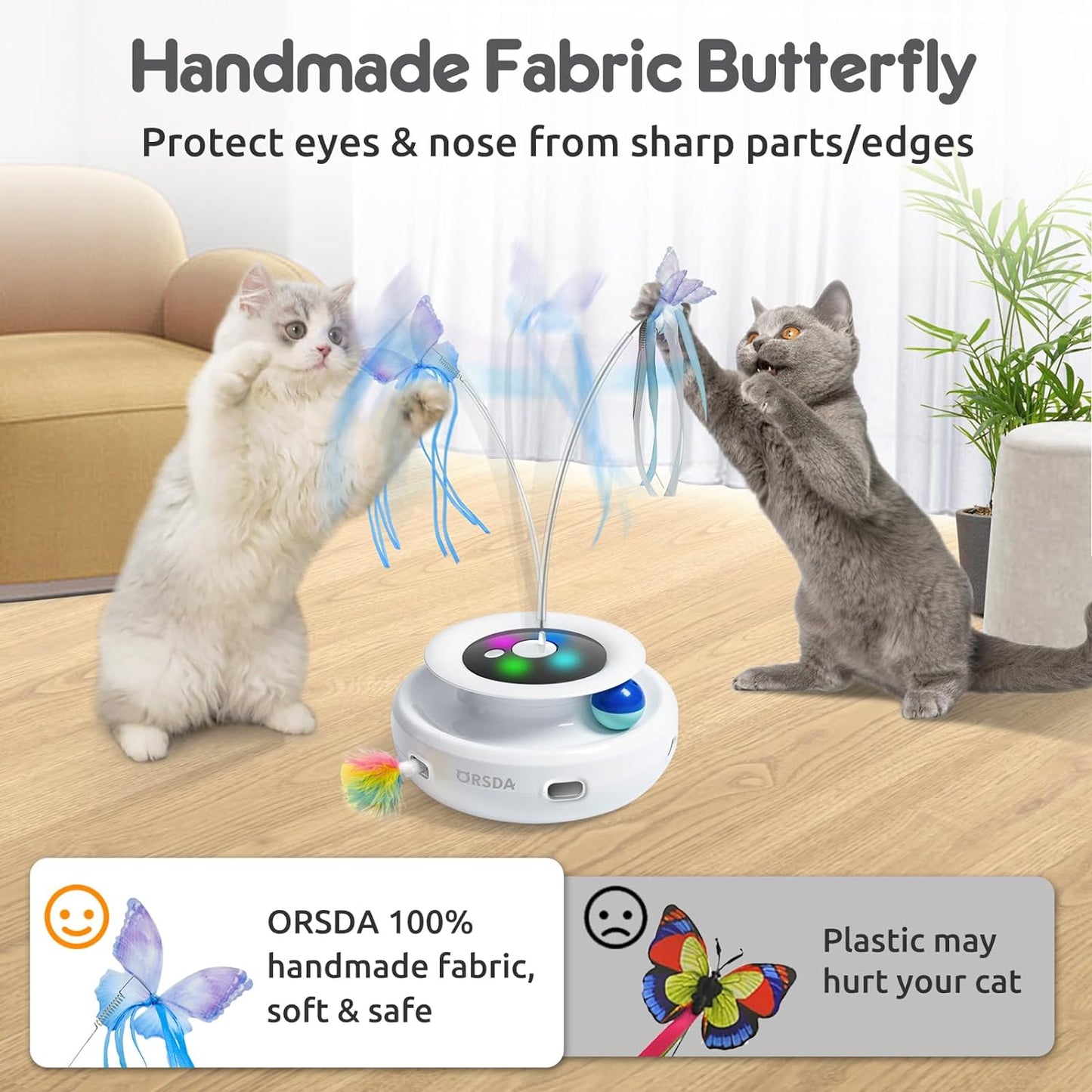 Ultimate 3-in-1 Interactive Cat Toy: Automatic Feather, Fluttering Butterfly, and Track Balls for Endless Indoor Fun!
