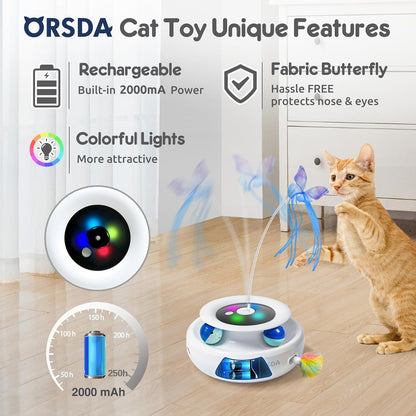 Ultimate 3-in-1 Interactive Cat Toy: Automatic Feather, Fluttering Butterfly, and Track Balls for Endless Indoor Fun!