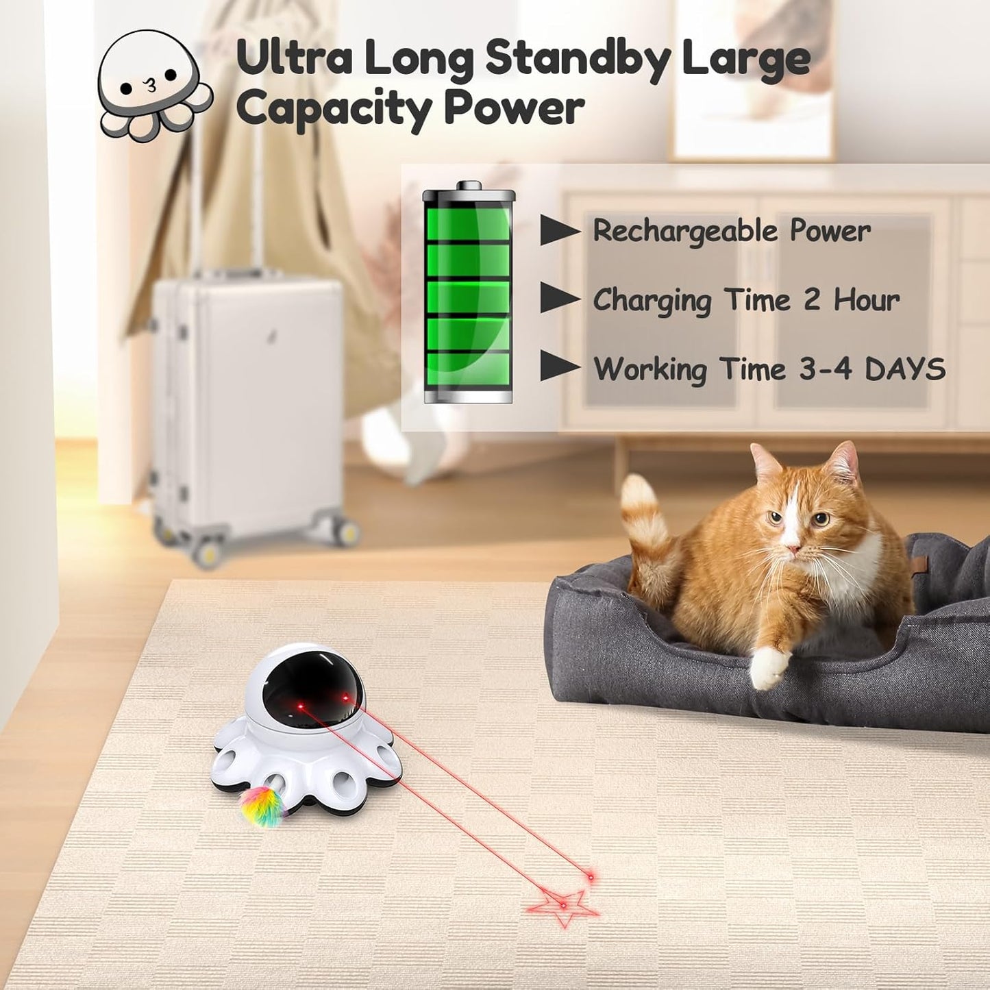 Exciting 2-in-1 Interactive Cat Laser Toy - Automatic Feather Game for Endless Indoor Fun with USB Rechargeable Smart Sensor