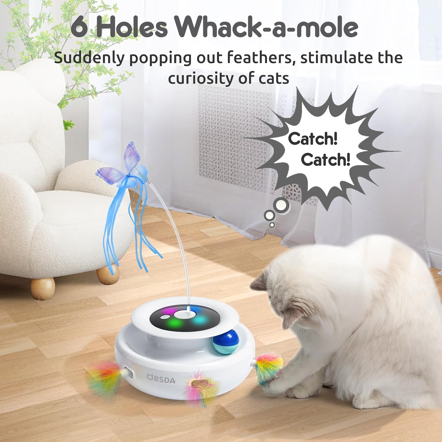 Ultimate 3-in-1 Interactive Cat Toy: Automatic Feather, Fluttering Butterfly, and Track Balls for Endless Indoor Fun!