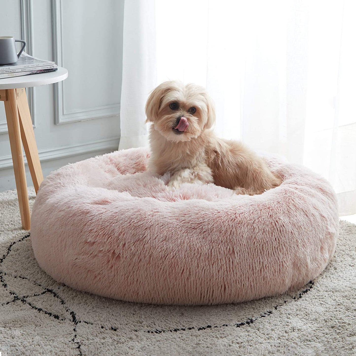 Ultimate Cozy Calming Donut Bed for Dogs & Cats - Luxurious Fluffy Faux Fur for Unmatched Comfort