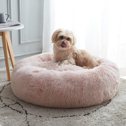 Ultimate Cozy Calming Donut Bed for Dogs & Cats - Luxurious Fluffy Faux Fur for Unmatched Comfort