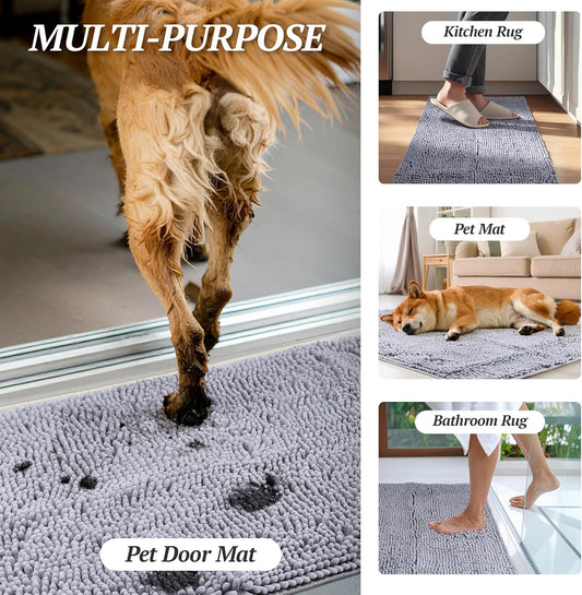 Absorpmax Dog Door Mat - Waterproof & Washable Muddy Paw Rug for Indoor Entryway, 31" x 20", Beige