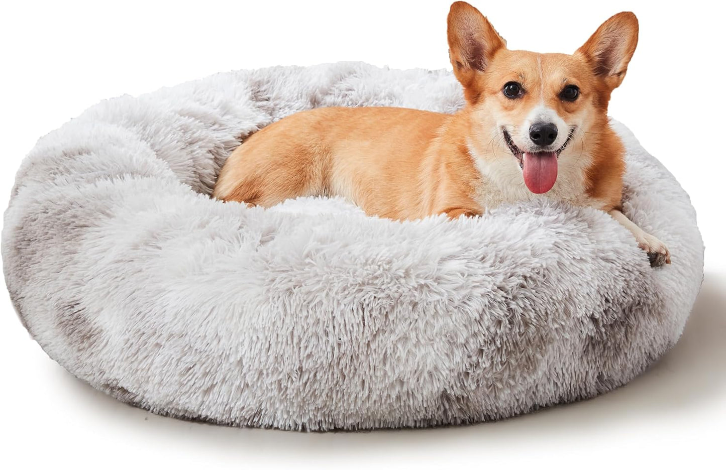 Ultimate Cozy Calming Donut Bed for Dogs & Cats - Luxurious Fluffy Faux Fur for Unmatched Comfort