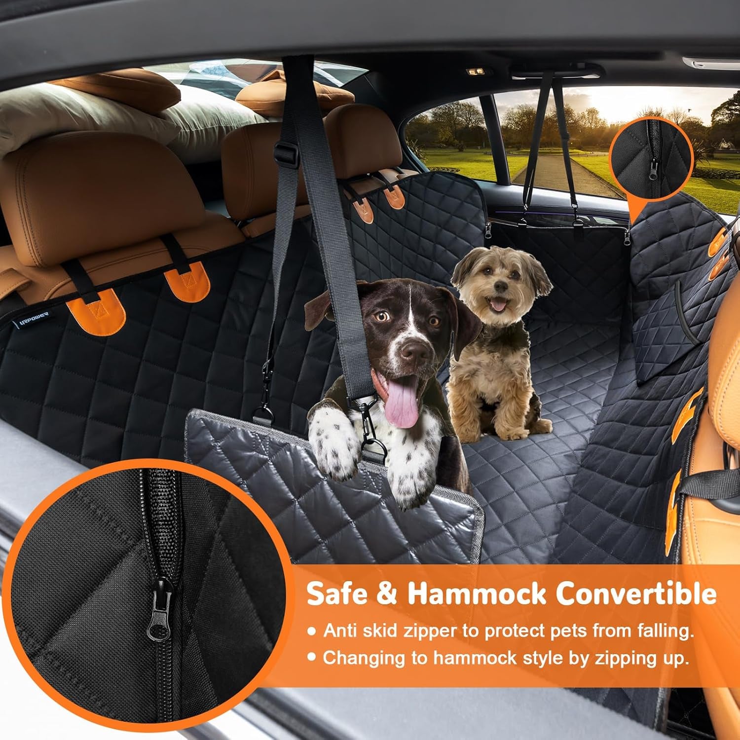 100% Waterproof Dog Car Seat Cover - Heavy Duty Scratch Proof Hammock for Cars, Trucks & SUVs - Durable Non-Slip Protection for Pets