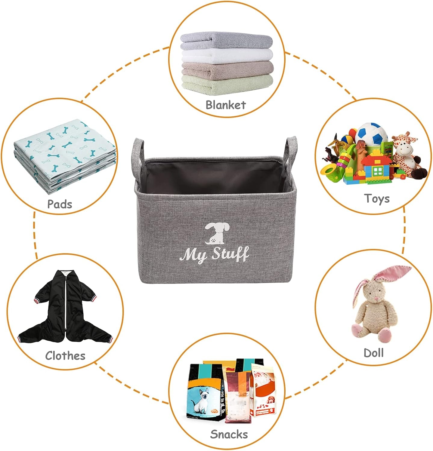 Chic Gray Canvas Dog Toy Storage Basket - The Perfect Organizer for Toys, Blankets, and More!